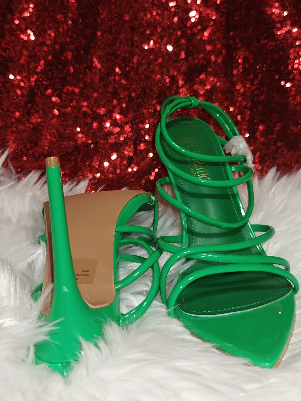 Cape Robbin Green Strappy Pointed-Toe Women's Heels